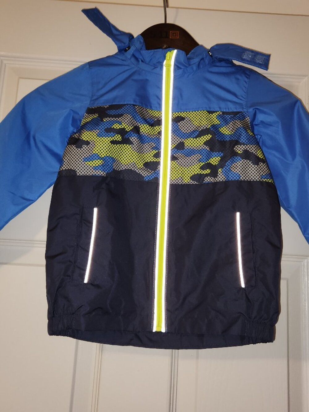 Lily & Dan Boys XS Blue Camo Hooded Rain Jacket Windbreaker NWT